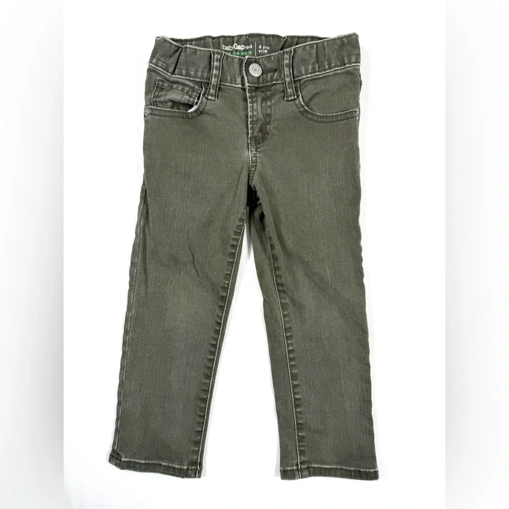 BABY GAP Army Green Baby Gap for Good Slim Denim Skinny Jeans Casual Size 3